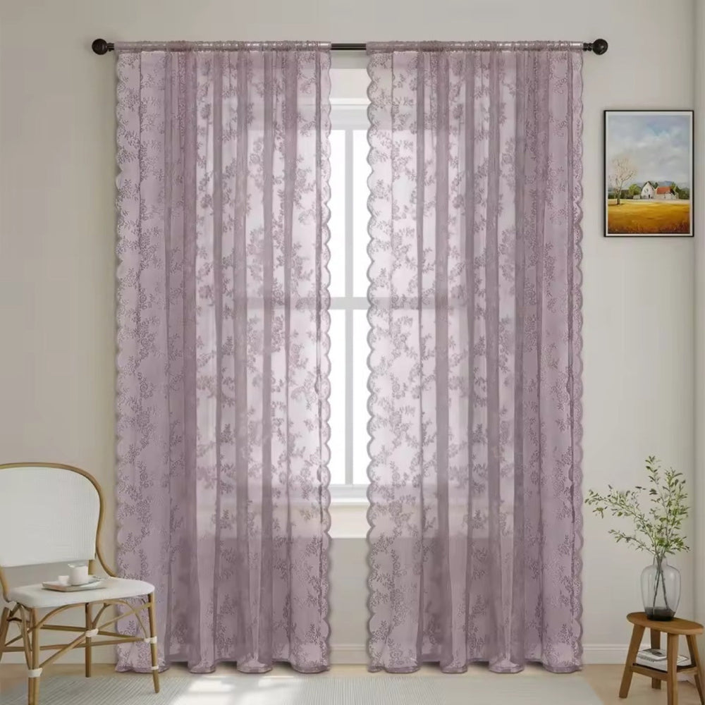 Floral Grace Sheer Curtains | Lace Panel, Rod Pocket