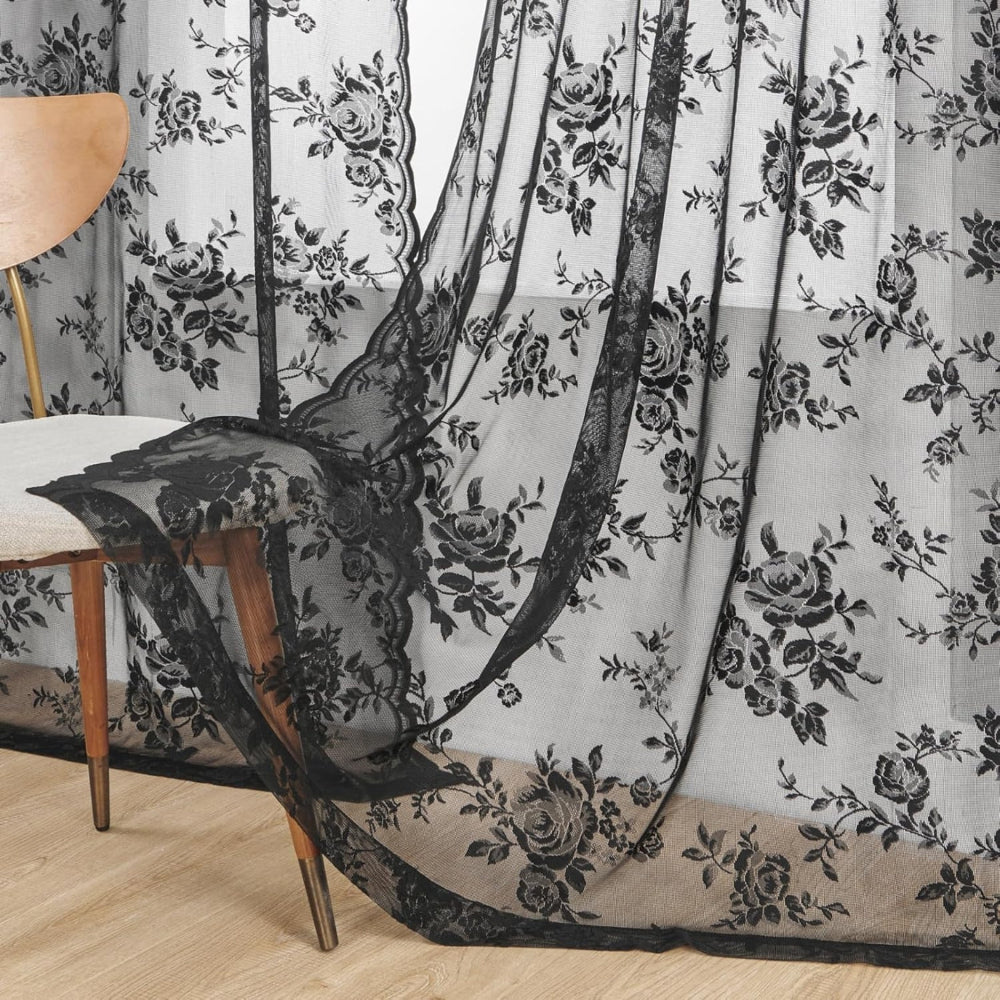 Floral Grace Sheer Curtains | Lace Panel, Rod Pocket