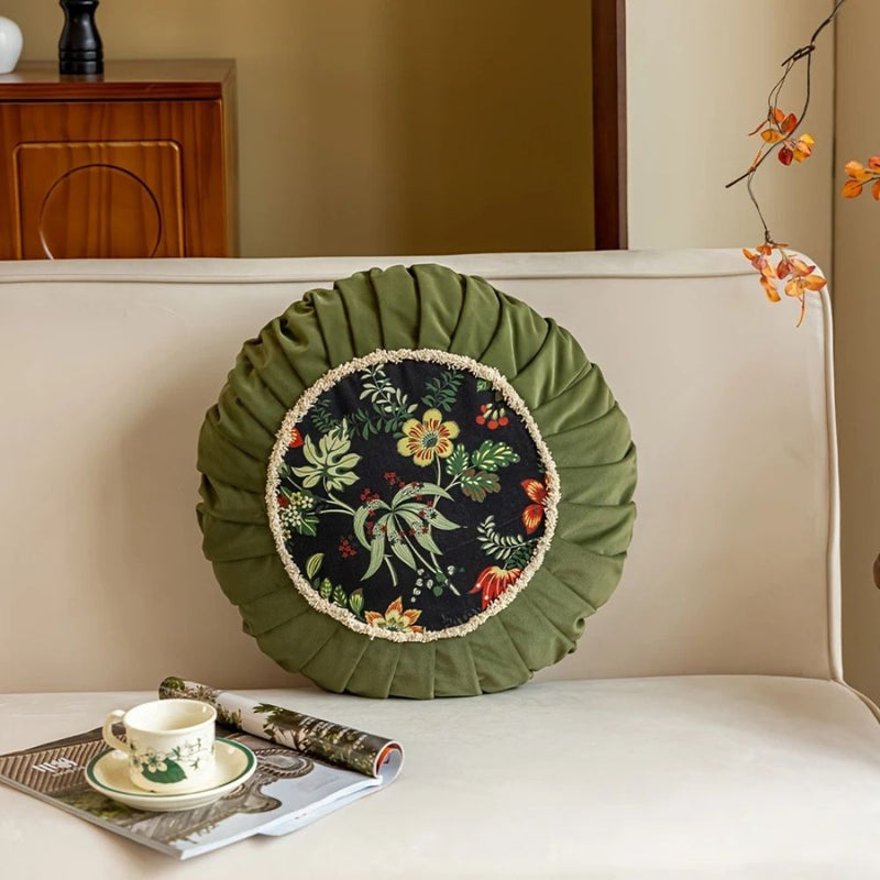 Grove Floral Medley Velvet Round Cushion | Velvet, Floral Pattern