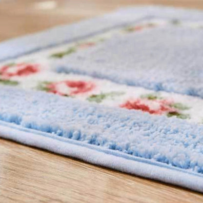 Floral Oval Plush Bath Mat | Absorbent Pile, Non-Slip Backing