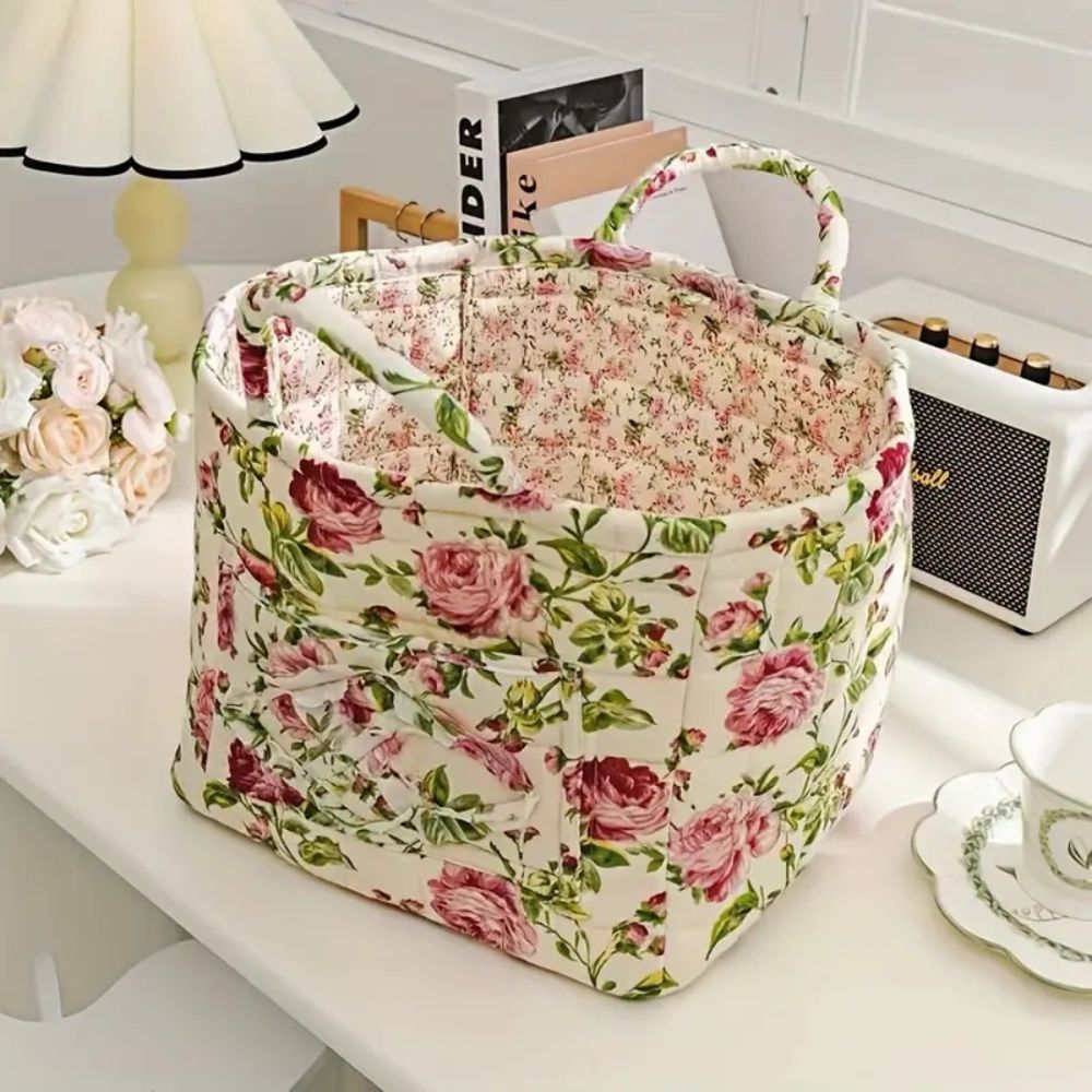 Floral Canvas Storage Basket – Lightweight, Durable Design for Organizing Clothes, Shoes, and Accessories 2
