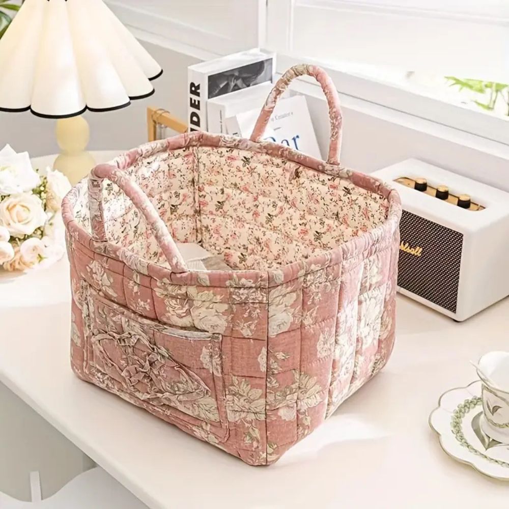 Floral Canvas Storage Basket – Lightweight, Durable Design for Organizing Clothes, Shoes, and Accessories 4