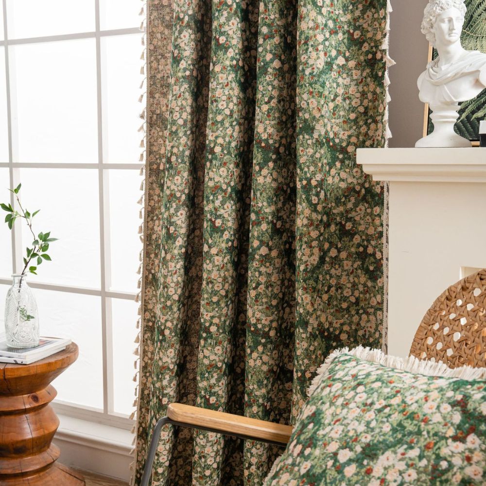French Vintage Floral Tapestry Curtain | Romantic Microfiber, Light-Filtering