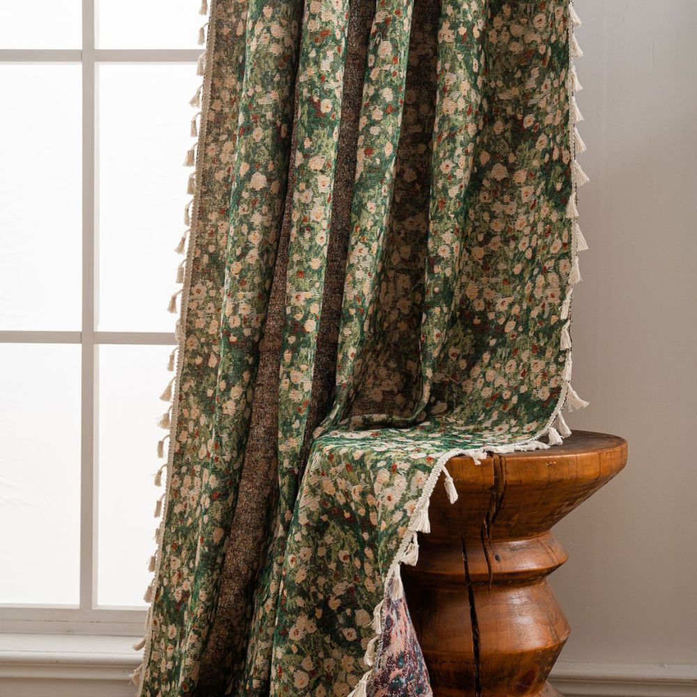 French Vintage Floral Tapestry Curtain | Romantic Microfiber, Light-Filtering