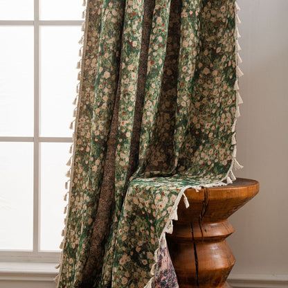 French Vintage Floral Tapestry Curtain | Romantic Microfiber, Light-Filtering