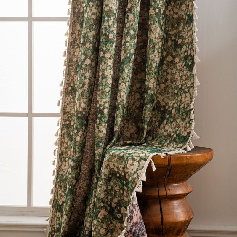 French Vintage Floral Tapestry Curtain | Romantic Microfiber, Light-Filtering
