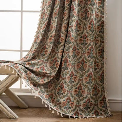French Vintage Floral Tapestry Curtain | Romantic Microfiber, Light-Filtering