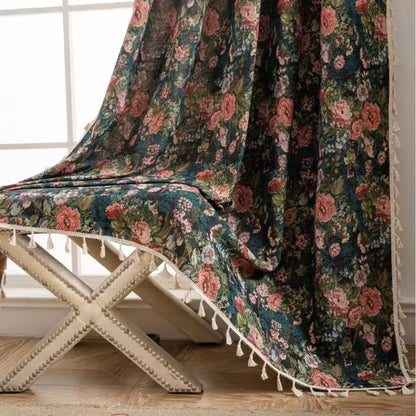 French Vintage Floral Tapestry Curtain | Romantic Microfiber, Light-Filtering