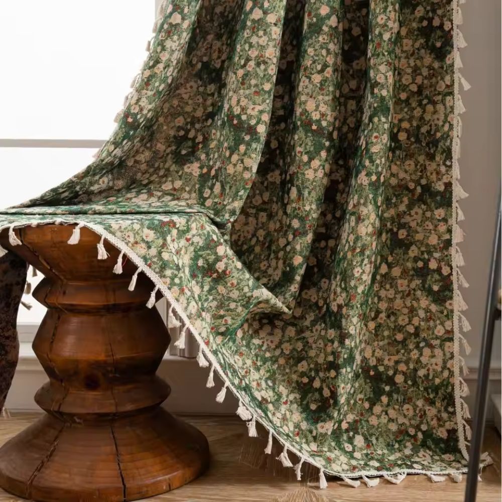 French Vintage Floral Tapestry Curtain | Romantic Microfiber, Light-Filtering