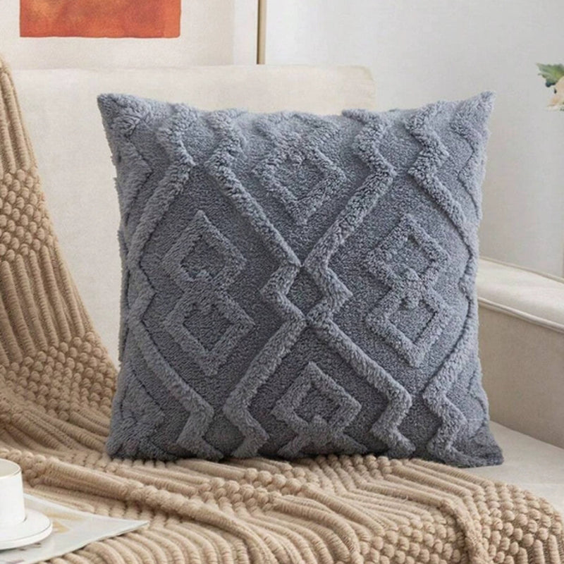 Fuzzy Diamond Pattern Cushion Cover