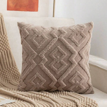 Fuzzy Diamond Pattern Cushion Cover