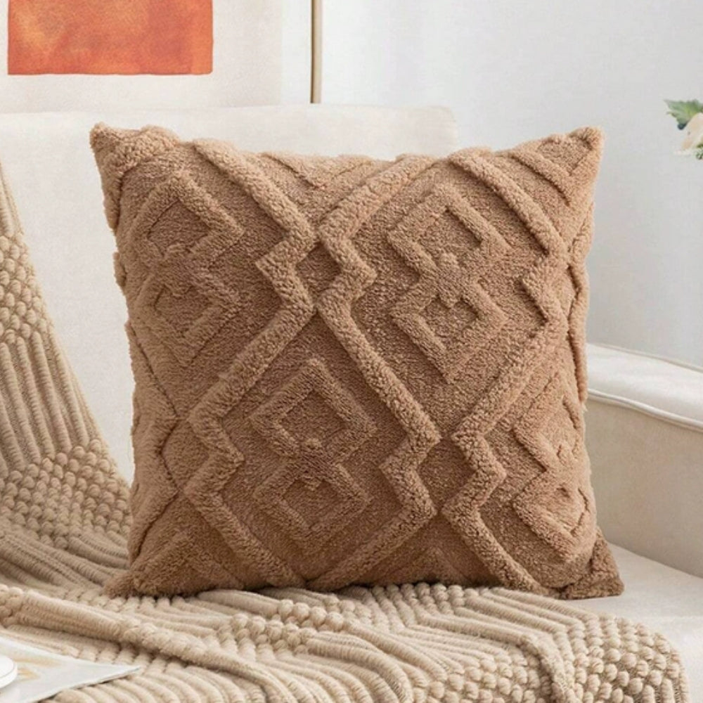Fuzzy Diamond Pattern Cushion Cover
