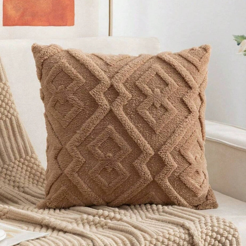 Fuzzy Diamond Pattern Cushion Cover | Soft Cover, Living Room