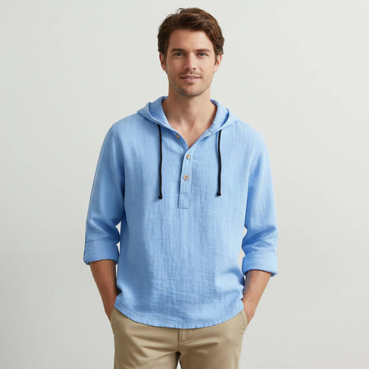 Hollis Men's Linen Hoodie - front view