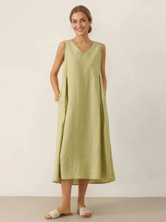 Rhea Women's Linen Maxi Dress - front view