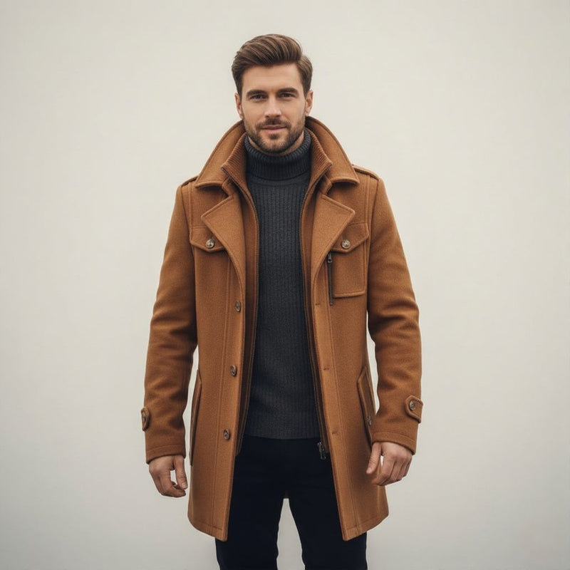 Sawyer Men's Trench Coat | Wool, Zipper
