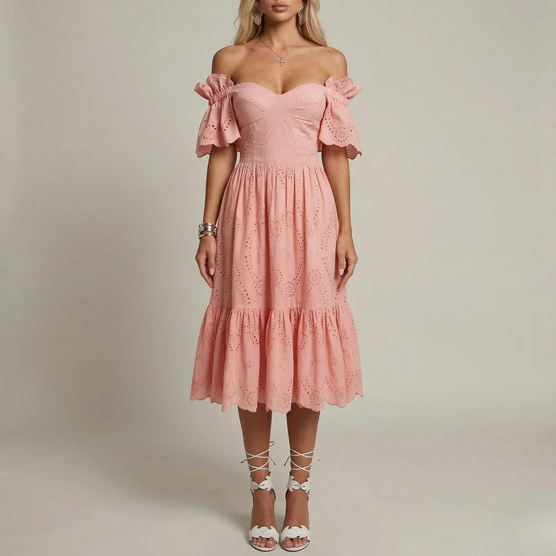 Jolie Women's Midi Dress | Cotton, Off Shoulder