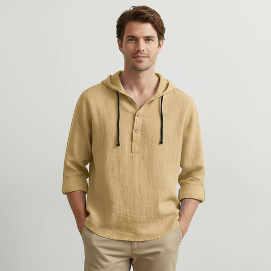Hollis Men's Linen Hoodie - styled view