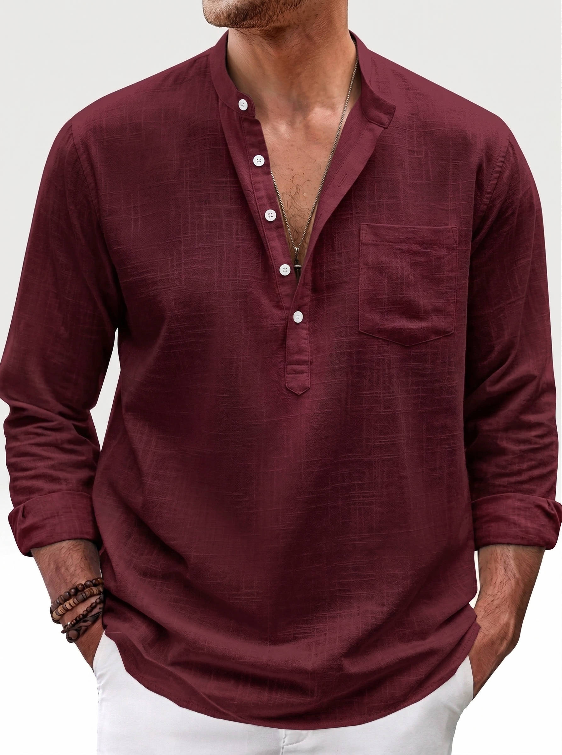 Reuben Men's Linen Shirt - full-length view
