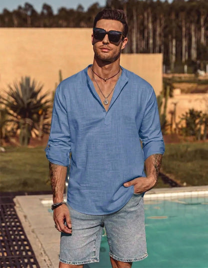 Hollis Men's Linen Shirt - shown in use