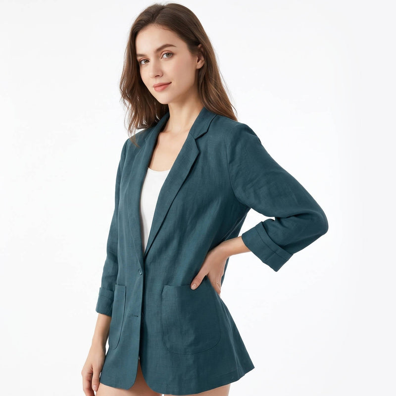 Ines Women's Linen Blazer - styled view