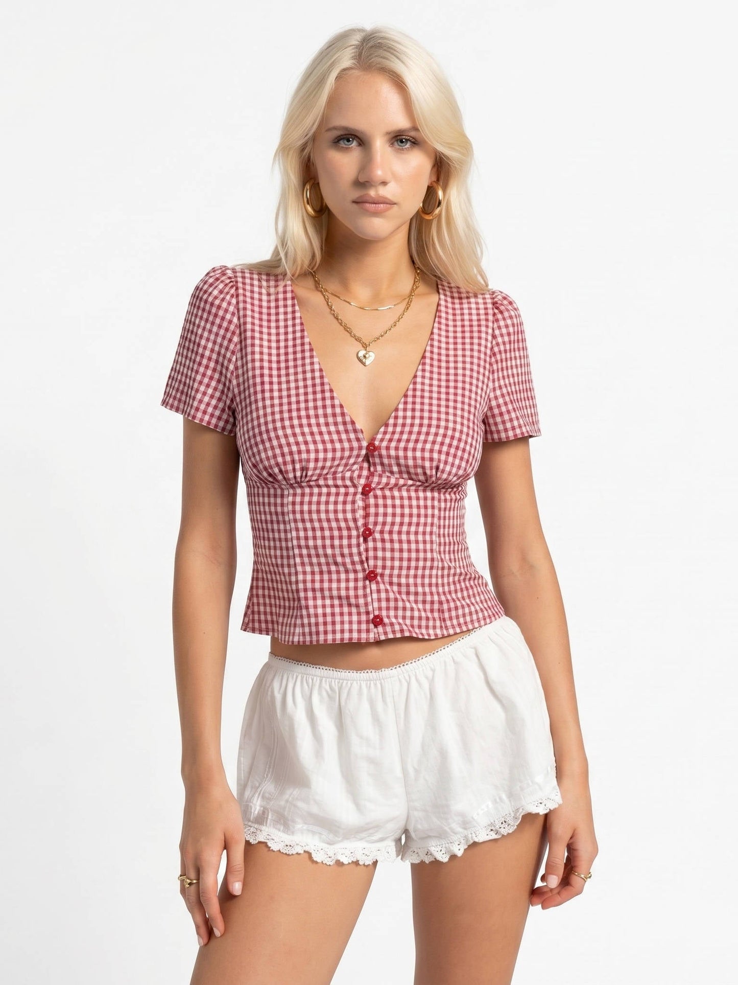Clara Women's Plaid Blouse - front view