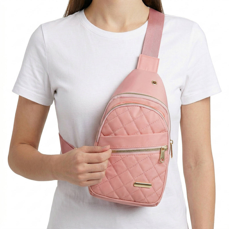 Nadia Women's Quilted Crossbody Bag | Black, White