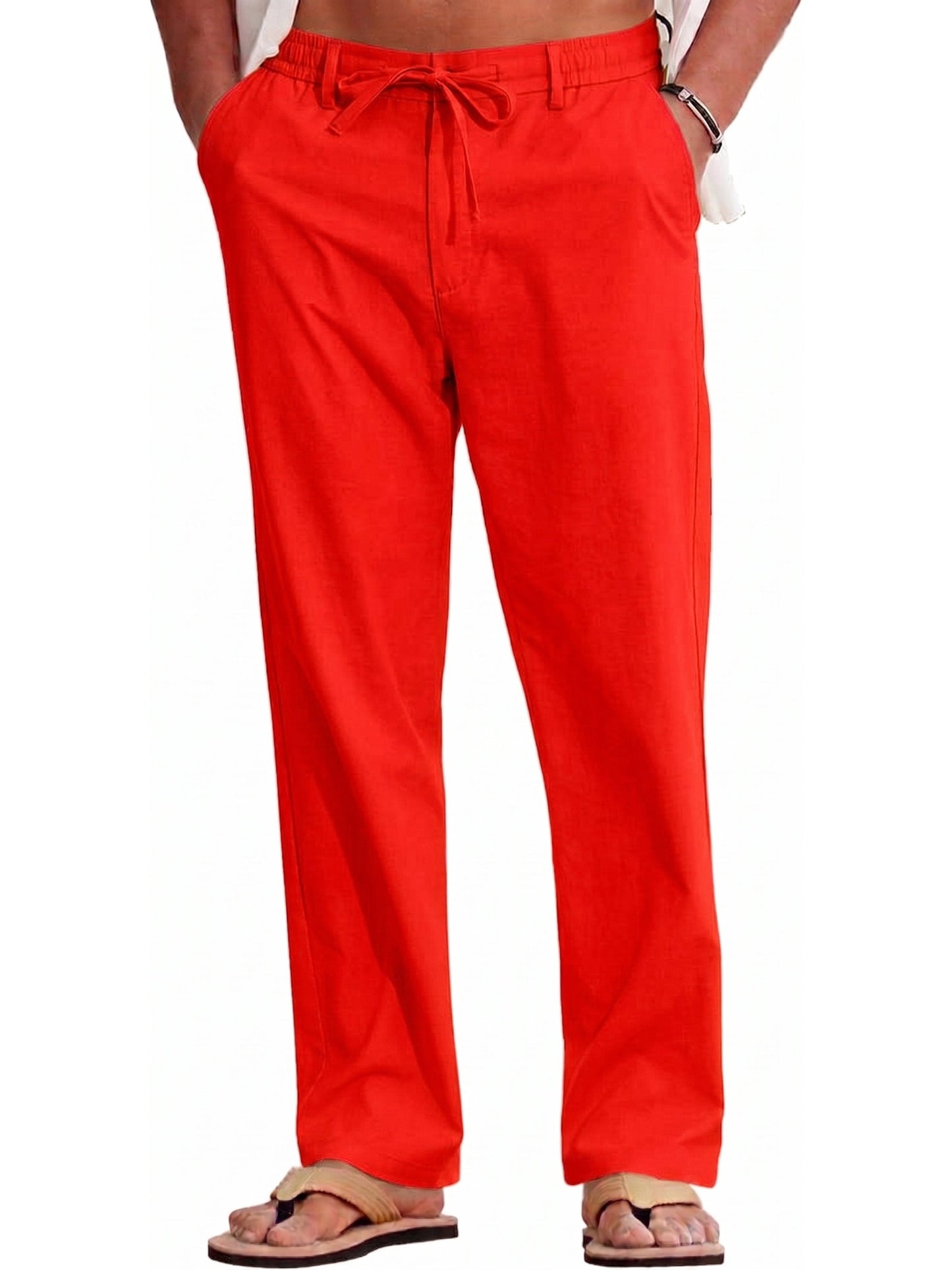 Auden Men's Linen Trousers - fabric and finish detail