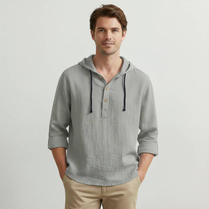 Hollis Men's Linen Hoodie - back view