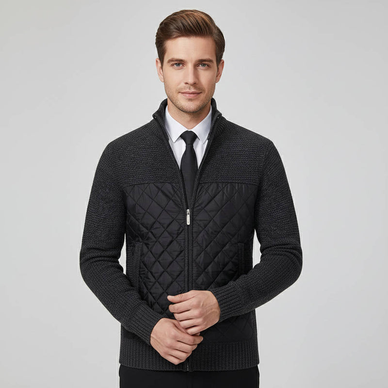 Fabian Men's Quilted Sweater | Black, Grey