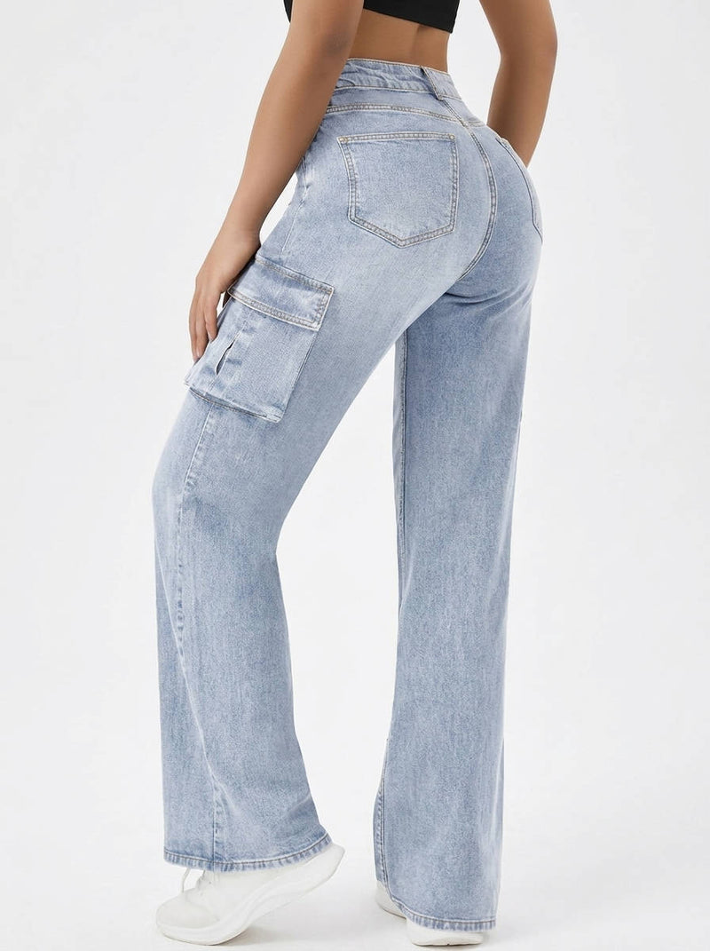 Vienna Women's Wide Leg Cargo Pants - flat lay