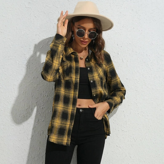 Verity Women's Plaid Blouse - styled view