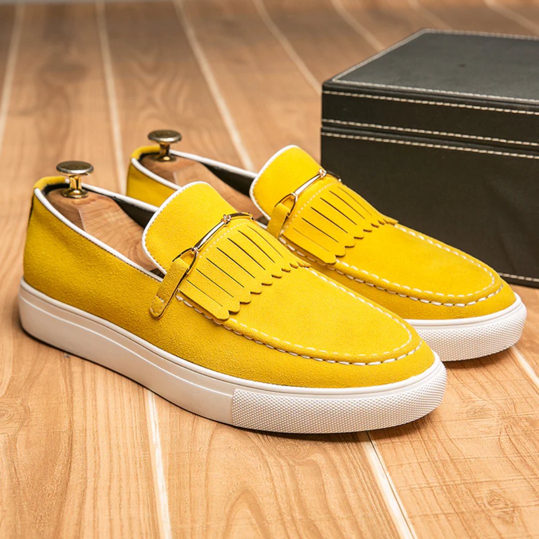 Ezra Men's Suede Loafers - flat lay