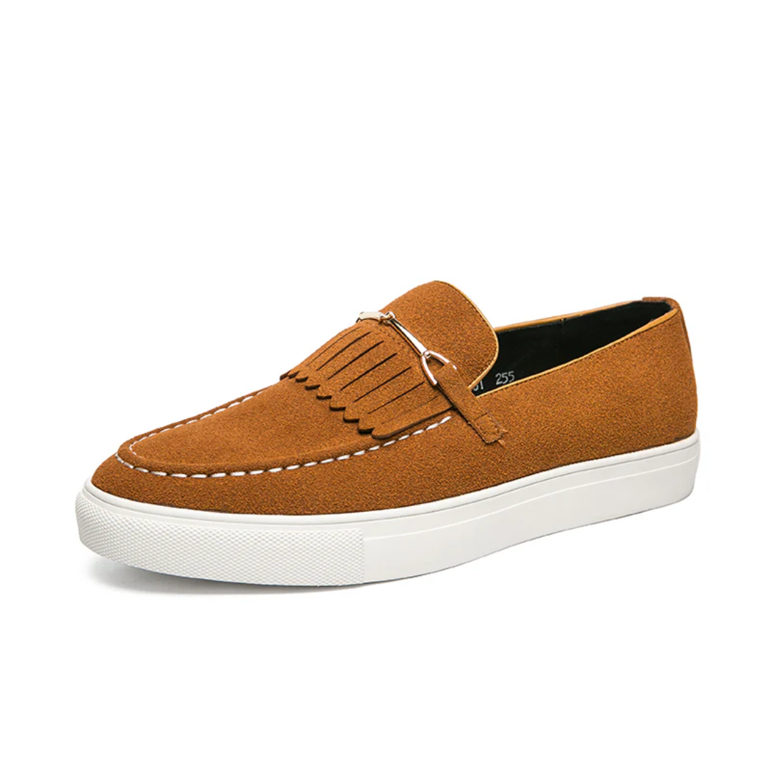 Ezra Men's Suede Loafers - styled view
