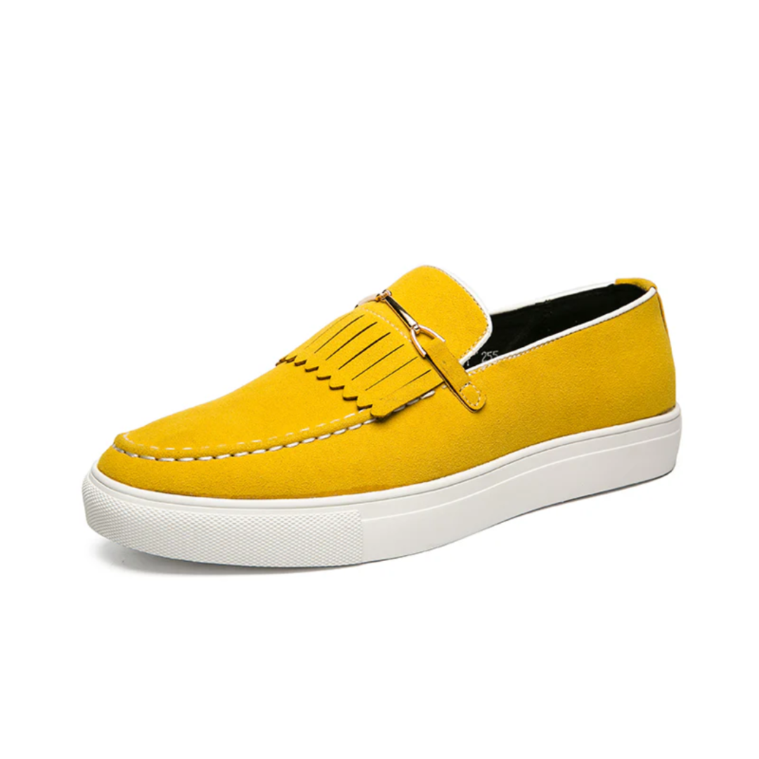 Ezra Men's Suede Loafers - fabric and finish detail