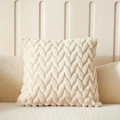 Geo Leaves Embroidered Cushion Cover