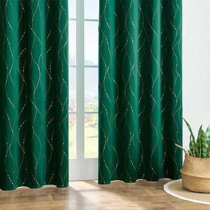 Gleam Chic Blackout Curtain | Wave Sheen, Grommet Top
