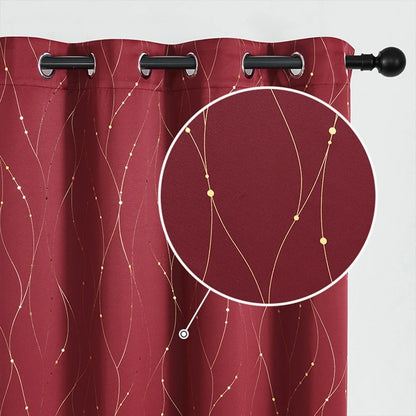 Gleam Chic Blackout Curtain | Wave Sheen, Grommet Top
