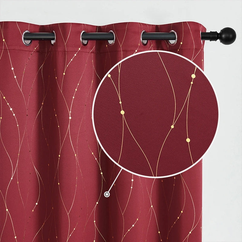 Gleam Chic Blackout Curtain | Wave Sheen, Grommet Top