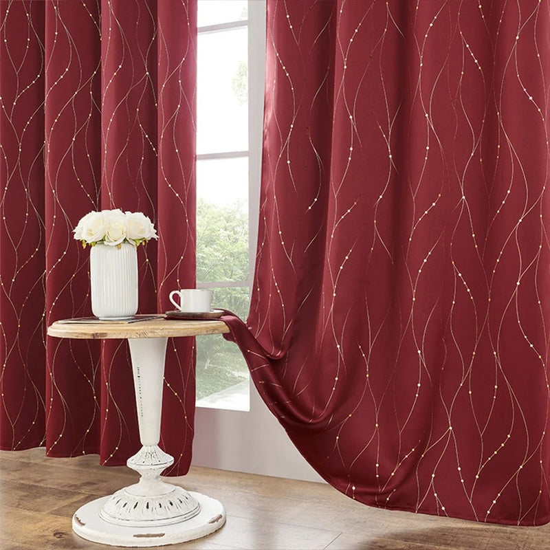 Gleam Chic Blackout Curtain | Wave Sheen, Grommet Top