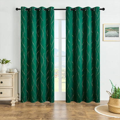 Gleam Chic Blackout Curtain | Wave Sheen, Grommet Top