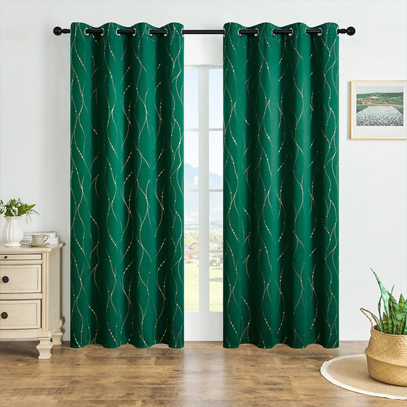 Gleam Chic Blackout Curtain | Wave Sheen, Grommet Top