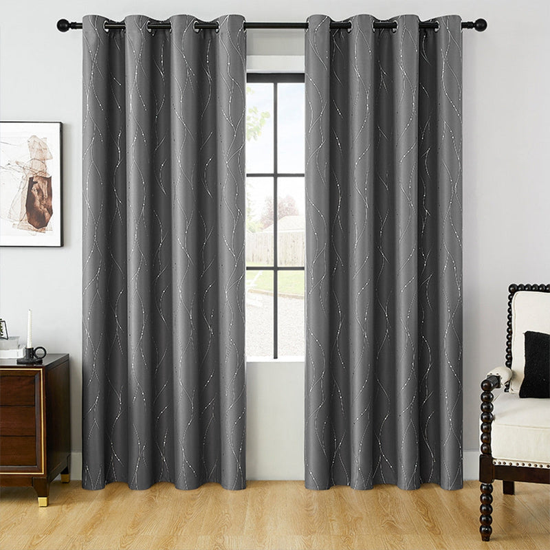 Gleam Chic Blackout Curtain | Wave Sheen, Grommet Top