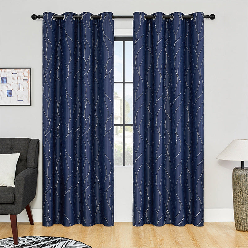 Gleam Chic Blackout Curtain | Wave Sheen, Grommet Top