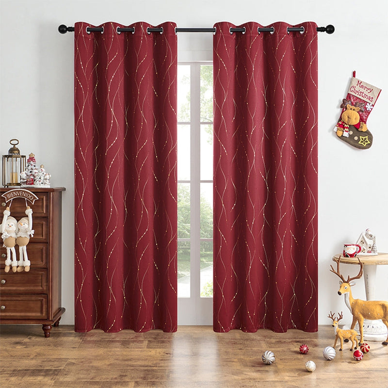 Gleam Chic Blackout Curtain | Wave Sheen, Grommet Top