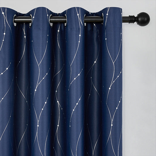 Gleam Chic Blackout Curtain | Wave Sheen, Grommet Top
