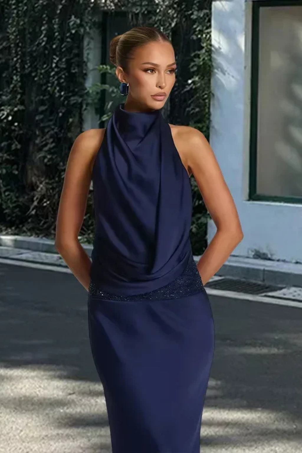 Rowan Women's Satin Maxi Dress - front view
