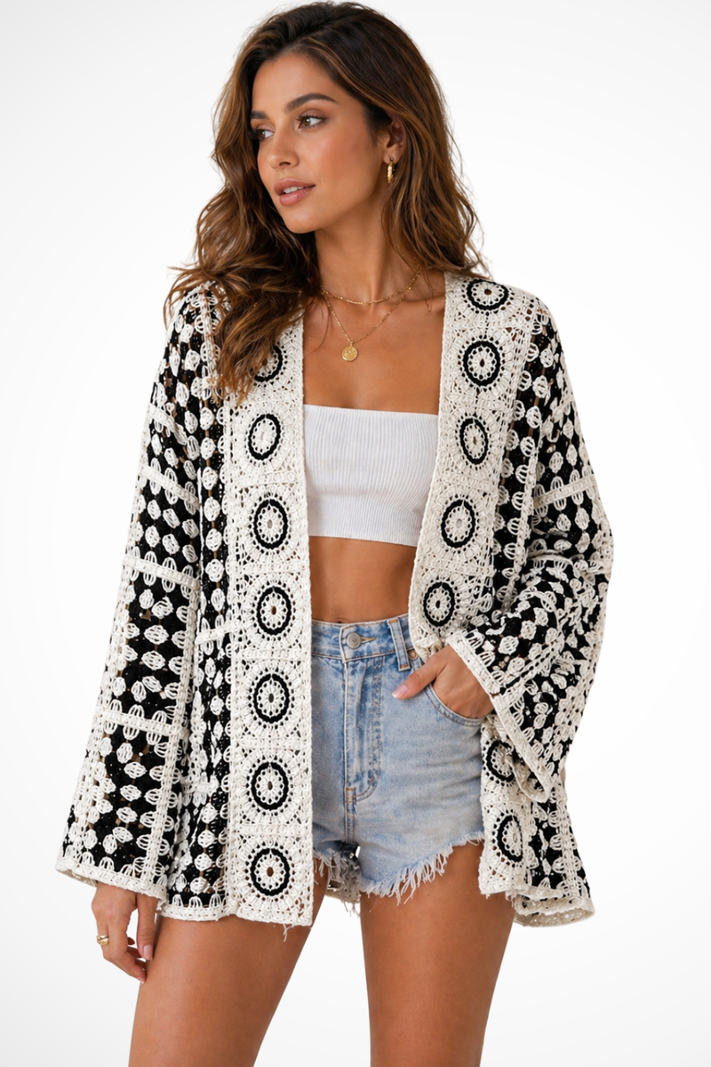 Clara Women's Plaid Cardigan | Crochet, Long Sleeve