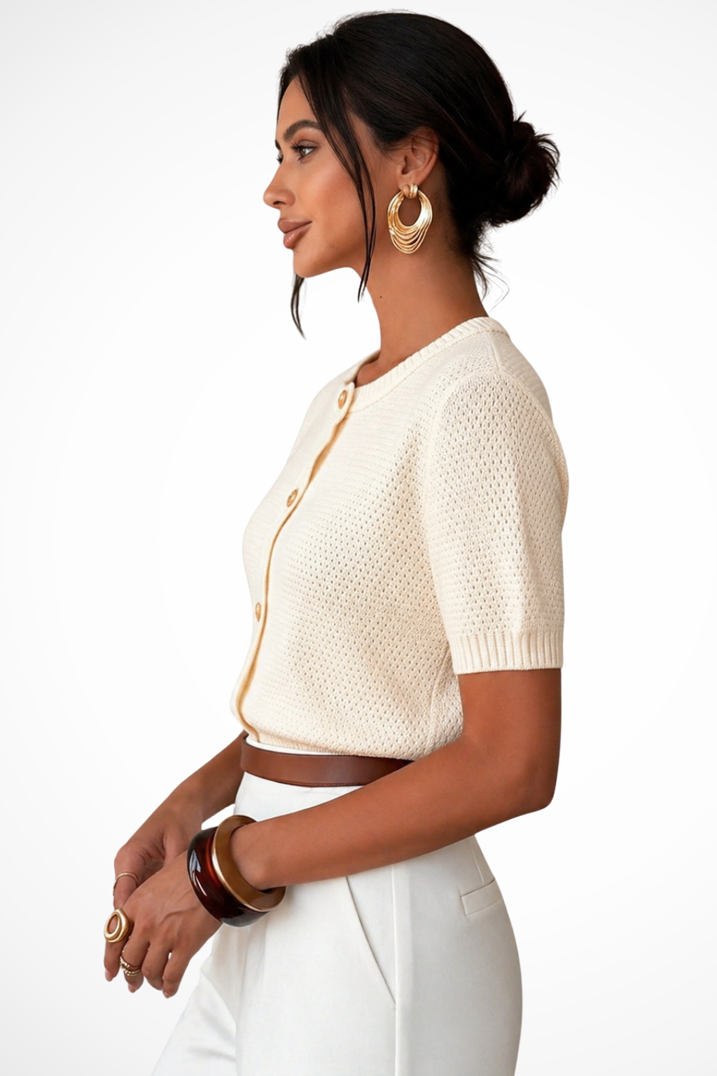 Cleo Women's Cardigan - fabric and finish detail
