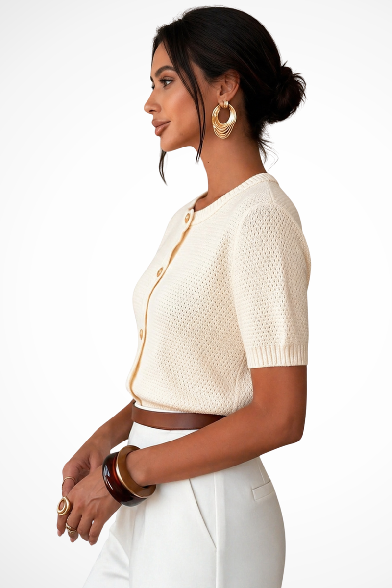 Cleo Women's Cardigan - fabric and finish detail